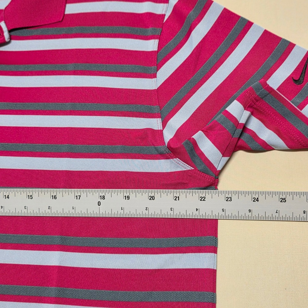 Nike Golf Tour Performance Dri-FIT Striped Polo Shirt Mens Large Red Pullover - Picture 3 of 8